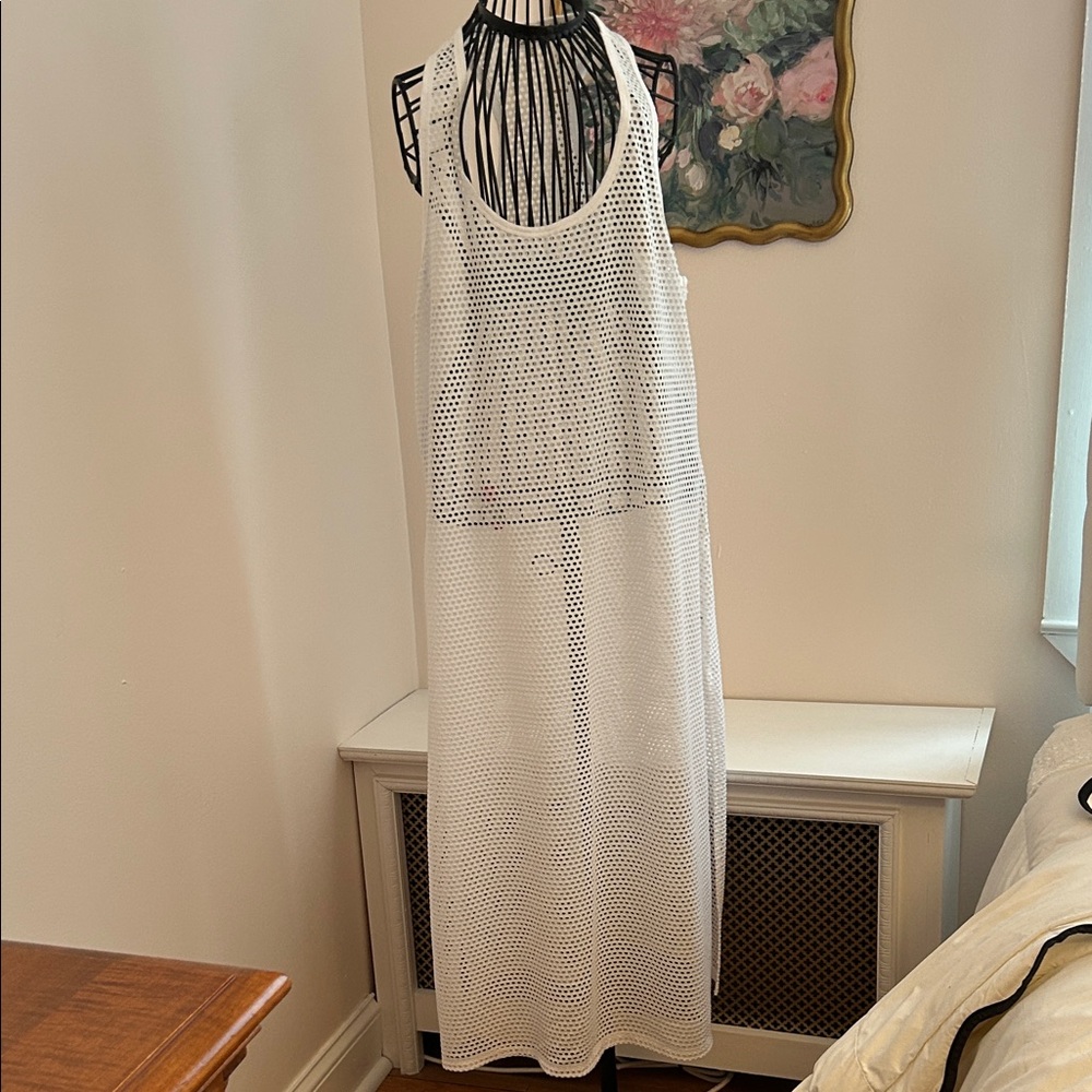 Calvin Klein White Mesh Swim Coverup